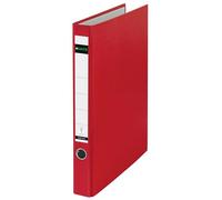 LEITZ - Classeur à anneaux plastique, format A4, rouge, mécanisme 2 anneaux en D, largeur de dos: 35