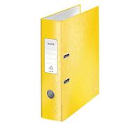 Leitz Classeur à levier A4 10050016 – Carton pelliculé, Dos 80 mm, 600 feuilles, Jaune WOW