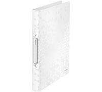 LEITZ Classeur à anneaux WOW DIN A4 PP blanc métallique 2 anneaux