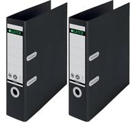 Leitz Classeur à Levier 180°, A4, Dos 80 mm, 100% Recyclable, Écologique, Qualité Premium, Recycle, Noir, 10180095 (Lot de 2)