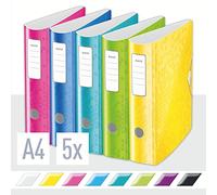 Leitz Classeur à Levier A4 Active, Dos Arrondi 82mm, Fixation Élastique, Polyfoam Léger, WOW, Assorti de couleurs, 11060099