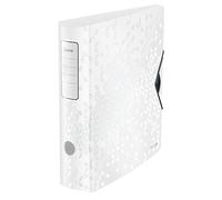 Leitz Classeur à Levier A4 Active, Dos Arrondi 82mm, Fixation Élastique, Polyfoam Léger, WOW, Blanc, 11060001