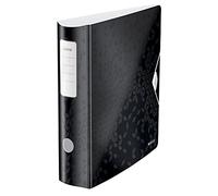 Leitz Classeur à Levier A4 Active, Dos Arrondi 82mm, Fixation Élastique, Polyfoam Léger, WOW, Noir, 11060095