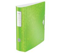 Leitz Classeur à Levier A4 Active, Dos Arrondi 82mm, Fixation Élastique, Polyfoam Léger, WOW, Vert, 11060054