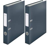 Leitz, Classeur à Levier A4, Carton, Dos 50 mm, Capacité 350 Feuilles, Mécanisme unique 180°, Classeur Bureau École Maison, Gris Cosy, 10620089 (Lot de 2)