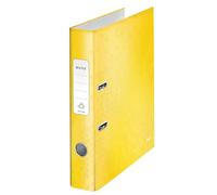 Leitz, Classeur à Levier A4, Carton Pelliculé, Dos 50 mm, Capacité 350 Feuilles, Mécanisme unique 180°, Jaune WOW, 10060016