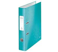 Leitz, Classeur à Levier A4, Carton Pelliculé, Dos 50 mm, Capacité 350 Feuilles, Mécanisme unique 180°, Menthe WOW, 10060051