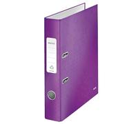 Leitz, Classeur à Levier A4, Carton Pelliculé, Dos 50 mm, Capacité 350 Feuilles, Mécanisme unique 180°, Violet WOW, 10060062