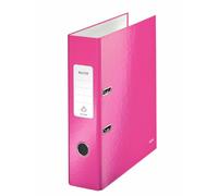 Leitz, Classeur à Levier A4, Carton Pelliculé, Dos 80 mm, Capacité 600 Feuilles, Mécanisme unique 180°, Classeur Bureau École Maison, Rose WOW, 10050023