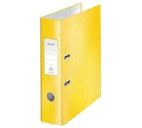 Leitz, Classeur à Levier A4, Carton Pelliculé, Dos 80 mm, Capacité 600 Feuilles, Mécanisme unique 180°, Classeur Bureau École Maison, Jaune WOW, 10050016