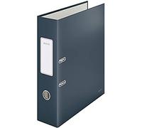 Leitz, Classeur à Levier A4, En Carton Pelliculé, Dos 80 mm, Capacité 600 Feuilles, Mécanisme unique 180°, Classeur Bureau École Maison, Gris Cosy, 10610089