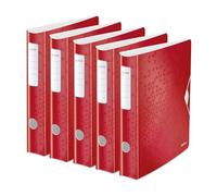 Leitz, Classeur à Levier Active A4, En PP, Dos 65 mm, Capacité 350 Feuilles, Mécanisme unique 180°, Fermeture Élastique, Pochettes Intérieures, Classeur Bureau École Maison, Blanc WOW, 11070001