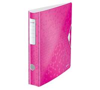 Leitz, Classeur à Levier Active A4, En PP, Dos 65 mm, Capacité 350 Feuilles, Mécanisme unique 180°, Fermeture Élastique, Pochettes Intérieures, Classeur Bureau École Maison, Rose WOW, 11070023