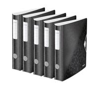 Leitz, Classeur à Levier Active A4, En PP, Dos 65 mm, Capacité 350 Feuilles, Mécanisme unique 180°, Fermeture Élastique, Pochettes Intérieures, Classeur Bureau École Maison, Blanc WOW, 11070001