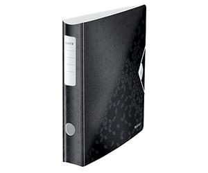 Leitz, Classeur à Levier Active A4, En PP, Dos 65 mm, Capacité 350 Feuilles, Mécanisme unique 180°, Fermeture Élastique, Pochettes Intérieures, Classeur Bureau École Maison, Noir WOW, 11070095