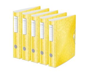 Leitz, Classeur à Levier Active A4, En PP, Dos 65 mm, Capacité 350 Feuilles, Mécanisme unique 180°, Fermeture Élastique, Pochettes Intérieures, Classeur Bureau École Maison, Blanc WOW, 11070001
