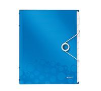 LEITZ Classeur à levier WOW, DIN A4, PP, 12 compartiments, bleu métallique