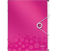 LEITZ Classeur à levier WOW, DIN A4, PP, 12 compartiments, rose métallique