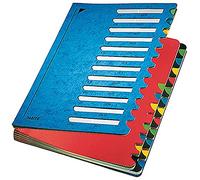 Leitz Classeur A4 59140035 – 24 compartiments, intercalaires colorés, 3 trous – Bleu