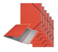 Leitz Classeur de rangement A4, lot de 6, classeur de projet à 6, résistant | 6 compartiments à onglets pour documents A4, fermeture élastique et couverture en carton recyclé 430 g/m².