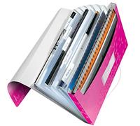 Leitz Classeur Ménager A4, 6 Compartiments Extensibles, Fermeture Élastique, Rose Métallisé, WOW, 45890023