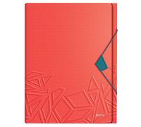 Leitz Classeur Ménager Avec 5 Compartiments, Fermeture Elastique, Capacité 250 Feuilles, Rouge, Urban Chic, 39970020