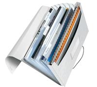 Leitz Classeur Ménager A4 à 6 Compartiments, Fermeture Élastique, Blanc, WOW, 45890001