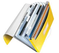 Leitz Classeur ménager trieur WOW à soufflets 6 compartiments 250 f. A4, fermeture élastique, jaune