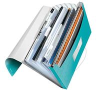 Leitz Classeur ménager Trieur à soufflets WOW 45890051 – 6 compartiments, 250 feuilles A4, menthe