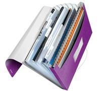 Leitz - Classeur Ménager, Trieur à Soufflets 6 Compartiments, 250 Feuilles A4, Fermeture Élastique, Rangement Documents Bureau École Maison, Plastique Souple, Violet WOW, 45890062