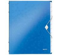 Leitz Trieur A4 WOW – polypropylène (PP), 12 onglets, bleu métallisé, fermeture élastique