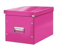 Leitz Boîte de rangement Click & Store Cube L – 36×32×31 cm, montage bouton-pression – Rose