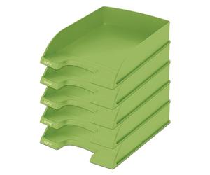 LEITZ - Corbeille à Courrier A4, 100% Recyclable, Compensé en CO2 & Certifié Blue Angel, Gamme Recycle, coloris Vert, 52275050