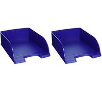 Leitz Corbeille à Courrier A4, Jumbo, Bleu, Plus, 52330035 Hauteur 103 mm (Lot de 2)