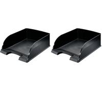 Leitz Corbeille à Courrier A4, Jumbo, Noir, Plus, 52330095 Hauteur 103 mm (Lot de 2)