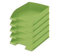 Leitz Corbeille à courrier, A4, lot de 5, corbeilles empilables - résistant | Ce bac A4 empilable range vos documents; fabriqué à partir de plastique recyclé à 90 % issu de déchets post-consommation.