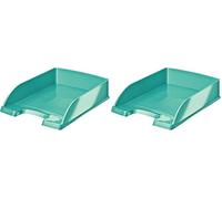 Leitz Corbeille à Courrier A4, Menthe Métallisé, WOW, 52263051 (Lot de 2)