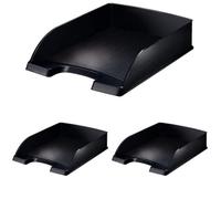 Leitz Corbeille à Courrier A4, Noir Satiné, Style, 52540094 (Lot de 3)