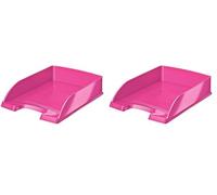Leitz Corbeille à Courrier A4, Rose Métallisé, WOW, 52263023 (Lot de 2)