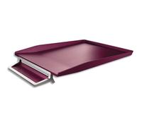 LEITZ Corbeille à courrier + plumier STYLE en ABS et ZINC. Coloris Grenat