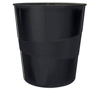 Leitz Corbeille à Papier 15 Litres, Plastique, WOW, Noir