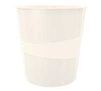 Leitz Corbeille à Papier 15 Litres, Plastique, WOW, Blanc Perlé