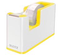 Leitz Dévidoir WOW – Base lourde avec ruban adhésif – Blanc perlé/Jaune