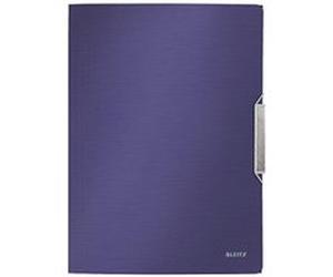 Leitz eckspannermappe style, din a4, pp, titan-blau mit 3 seitlichen schutzklappen, gebrstete oberflche, innen silber, edelstah G