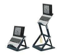 Leitz Ergo 2 en 1 Support Ordinateur Portable Assis-Debout Ergonomique | Réglable 24-61,5 cm, pliable 315 x 310 x 47 mm, pour tablettes et PC 9-17", télétravail, charge max 3,5 kg, gris foncé