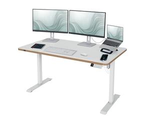 Leitz Ergo Bureau Assis Debout Électrique Réglable en Hauteur 140x80cm | Réglable 72-118cm, moteur <50dB, 60kg, mémoires, USB-C/USB-A, ergonomique télétravail, deux écrans