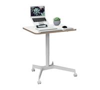 LEITZ Ergo - Bureau Assis-Debout avec Hauteur Réglable Pneumatique, Bureau Debout Ergonomique, Capacité 20kg, Petit Bureau 80 cm x 60 cm avec Roulettes, Gamme Ergo, Coloris Blanc, 65360001