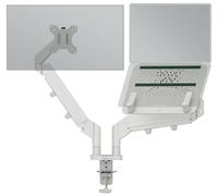Leitz Ergo Support écran + Ordinateur Portable : Bras articulés pour Moniteur 17'' à 32'' et PC 13-17'', inclinable, orientable, Rotation, Charge Totale Jusqu’à 18 kg, VESA, Gris Clair, 65380085