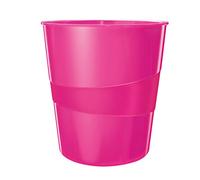 Leitz ESSELTE-Corbeille à Papier WOW 15L Fucsia 52781023, Polypropylène, Rose, A4
