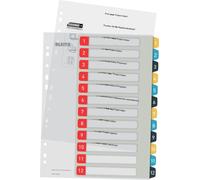 Leitz - Feuilles à onglets Cosy, ft A4, perforation 11 trous, PP, couleurs assorties, set 1-12